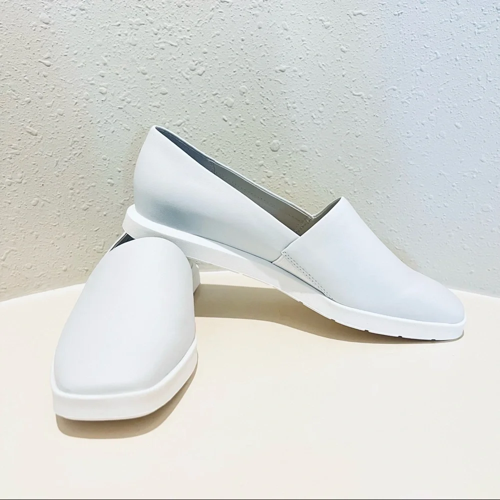 Franco Sarto White Bonza Leather Women’s Slip On Loafers Size 8.5 NEW